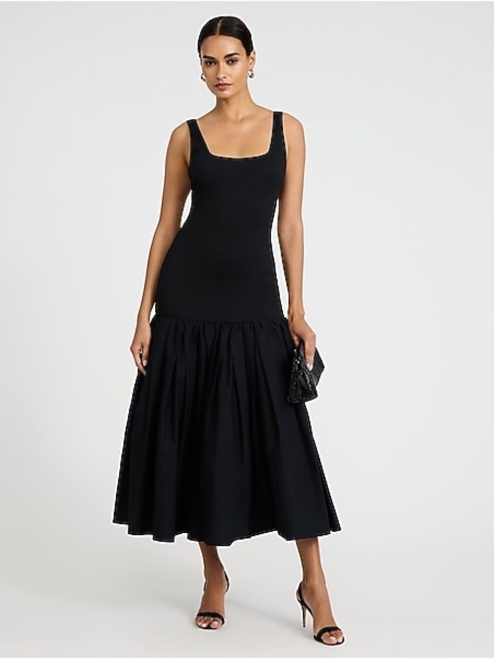 Express mixed media Sleeveless Black Square-Neck Maxi Dress